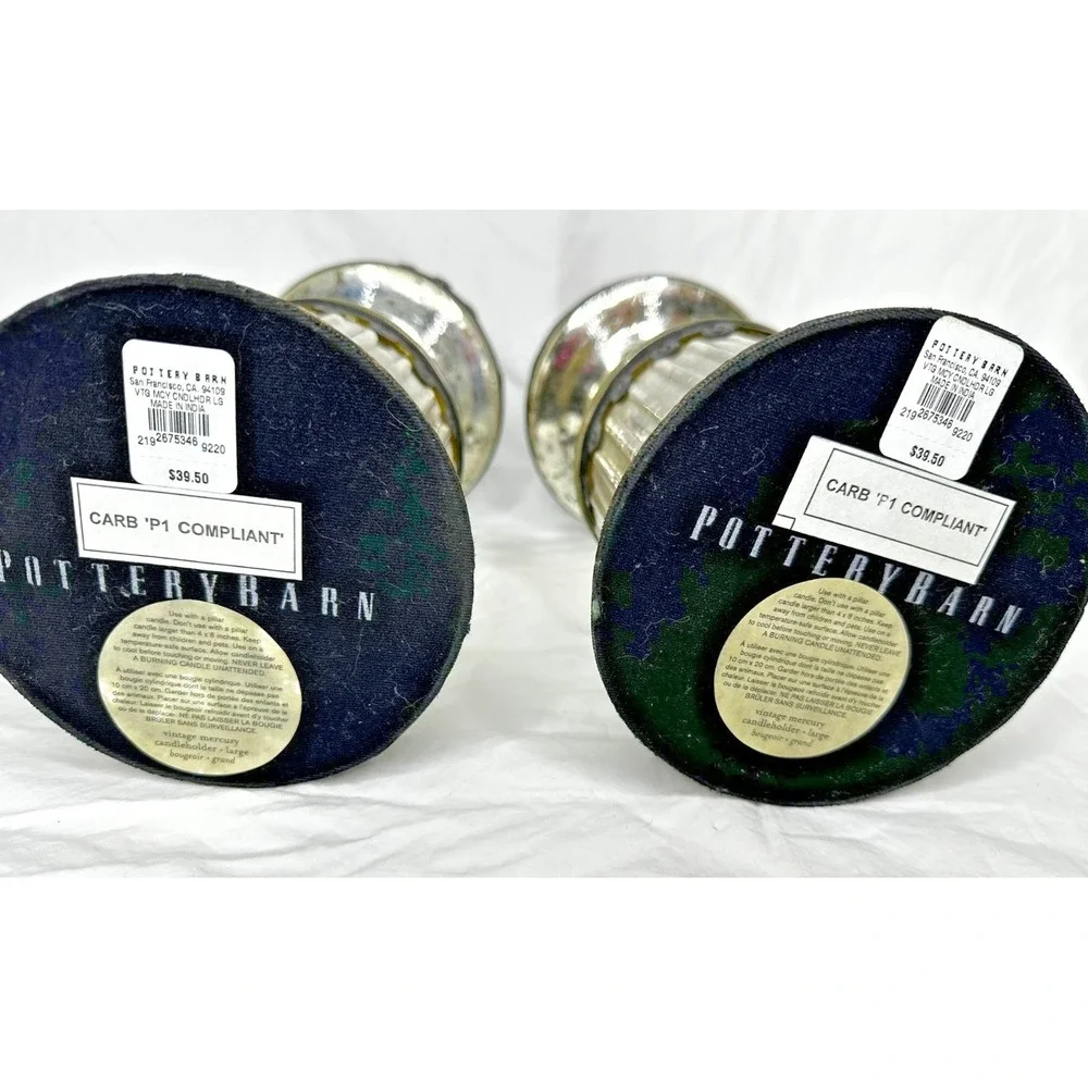 Pottery Barn Mercury Glass Candle Stick Holders Set 10